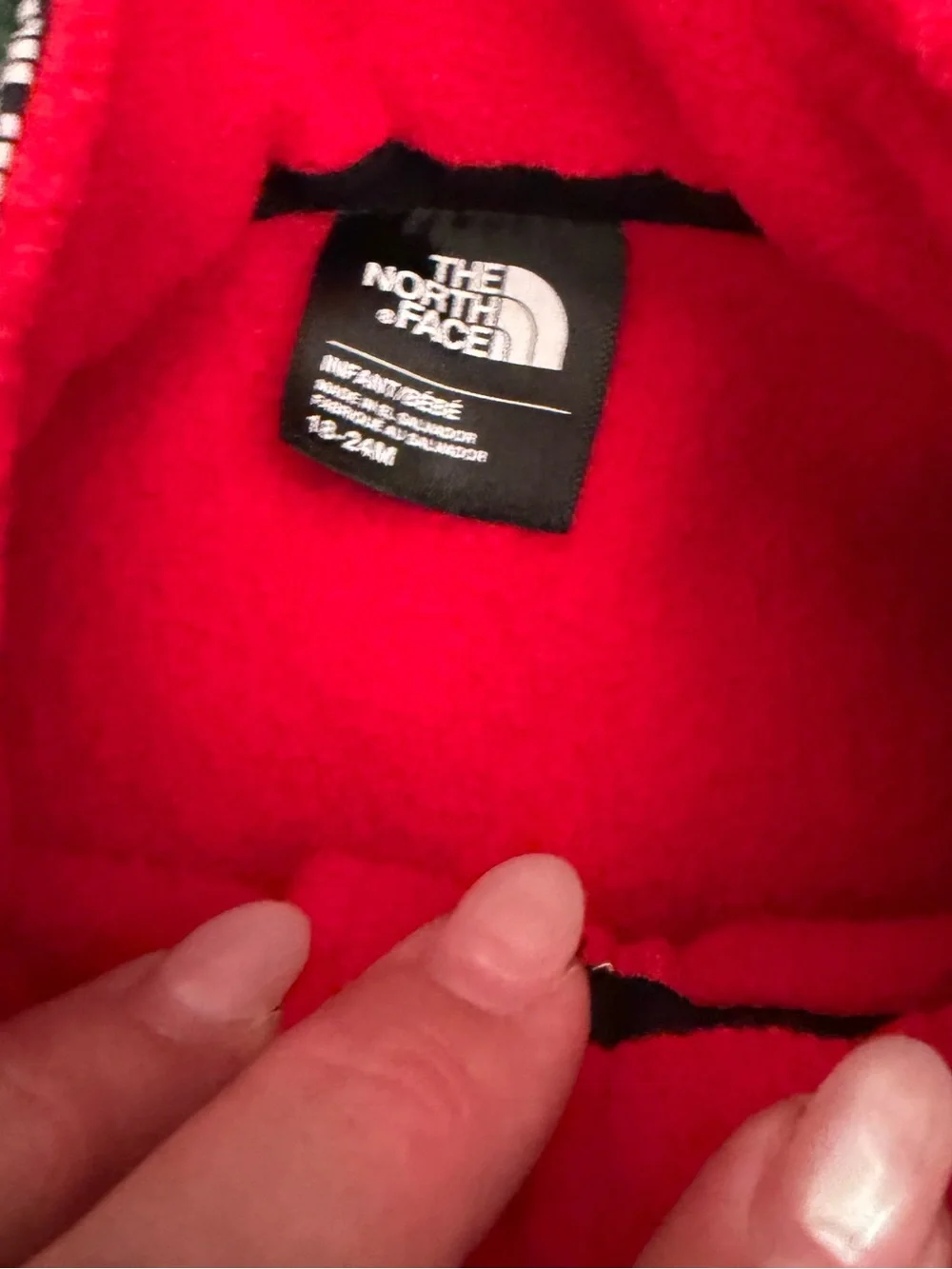 The North Face Infant Red Fair Isle Snowflake Fleece Jacket 18–24M